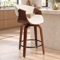 Chaises de bar pivotantes en gros, tabourets de bar de 24 pouces avec assise en bois courbé, mobilier commercial pour cuisine et salle à manger