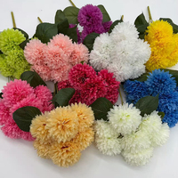 Bunga Sutra Artifisial PT-CH032 Dekorasi Interior Floral Grosir Tipe Bohlam 9 Kepala Krisan Dandelion