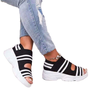 Women's Elastic Thick Bottom Knitted Open Toe <b>Sandals</b> High Top PVC Insole for <b>Summer</b> Autumn Spring Outdoor Use - Product Image 1