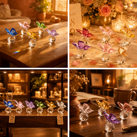 Lot de Figurines Papillons en Verre Cristal Colorées – Décoration Maison, Cadeau, Table, Objets de Collection – Commande en Gros