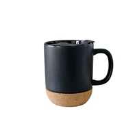 Mug en céramique à fond en liège, minimaliste, avec couvercle DIY, résistant à la chaleur, anti-éclaboussures, finition mate, base en bois, idéal pour cadeaux d'affaires