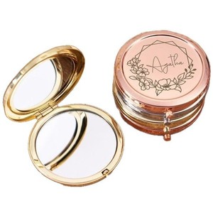 Miroir de maquillage personnalisé Mini miroir en métal Miroir portable pliant en or - Product Image 1