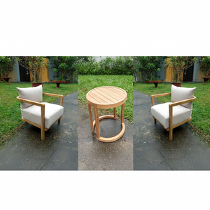 Mobilier d'extérieur Acacia Ensemble de bistrot 1 table et 2 chaises pour patio ou jardin - Product Image 1