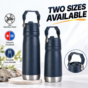 Botella de Agua Aislada al Vacío de Acero Inoxidable 304 con Pajita y Asa de Transporte, Termo Deportivo Portátil para Viajes al Aire Libre - Product Image 5