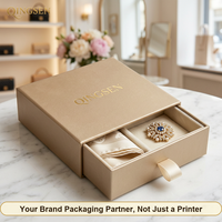Boîtes cadeaux luxueuses personnalisées en or champagne rigide, estampées à chaud, laminées mat, avec tiroir coulissant, pour accessoires