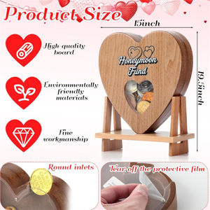 In legno rustico a forma di cuore salvadanaio miele luna <span class=keywords><strong>fondo</strong></span> Box per il ricevimento di nozze artigianale contenitore di stoccaggio in legno - Product Image 2