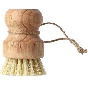 Hot Selling Natural <b>Round</b> Handle Kitchen Wash Dishes Wooden Bamboo <b>Brush</b> Scrub Tableware - Product Image 1