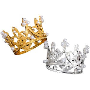 Mini Crown Cake Ornament Gold Silver Pearl Rhinestone Small Birthday Cake Topper Reusable Baking Accessory - Product Image 4
