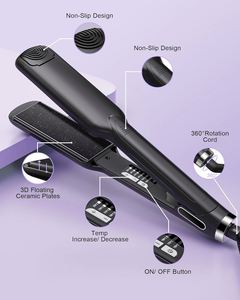 Lisseur à cheveux électrique professionnel en titane, écran tactile LCD, réglage de la température, vente en gros, marque privée - Product Image 3
