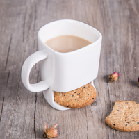 Tasse à café de poche en céramique avec biscuit, double face, jaune, blanc, pour biscuits