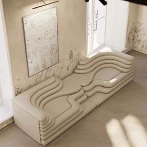 Set di Mobili di Lusso per Soggiorno di <span class=keywords><strong>Hotel</strong></span> di Grandi Dimensioni, Divano Componibile Minimalista in Pelle Stile Montagna, Divano Convertibile - Product Image 3