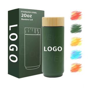 500ml 16oz Double Wall Stainless Steel Bamboo Water <b>Bottle</b> Insulated <b>Coffee</b> Mug Travel Tumbler with Bamboo Lid 3D Cups - Product Image 1