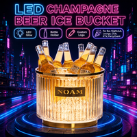 Nuovo Secchiello Refrigerante per Champagne e Vino in Acrilico a Strisce Verticali con Bordo Dorato a LED, Espositore per Liquori, Servizio Bottiglie VIP per Nightclub