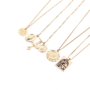 Colar de cruz de retrato vintage da moda em relevo de várias camadas colar criativo para presente de joias femininas - Product Image 2