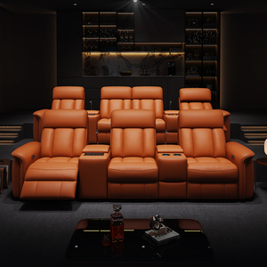 Sofá Reclinable Eléctrico de Cuero <span class=keywords><strong>Naranja</strong></span> Moderno para Cine en Casa, Sala de Estar y Sala Multimedia, Sofás Reclinables Eléctricos para Cine - Product Image 4