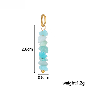 จี้หินธรรมชาติทรงเสา |   จี้หินดิบแบบซ้อนพร้อมห่วงสแตนเลสชุบทอง 18K PVD สำหรับทำเครื่องประดับ - Product Image 5
