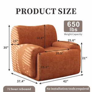 Fauteuil d'appoint portable surdimensionné moderne, fauteuil simple sans ossature, fauteuil en chenille, fauteuil confortable pour la <span class=keywords><strong>lecture</strong></span>, fauteuil de salon profond pour la maison ou le bureau - Product Image 5