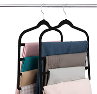 Cintre en velours à 4 niveaux multifonctionnel antidérapant pour pantalons, jeans, écharpes, pantalons, serviettes à nouer, gain de place pour le rangement des vêtements.