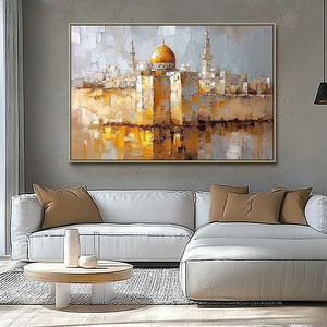 Trang trí nội thất handpainted Acrylic đương đại Cảnh quan thành phố Jerusalem Tôn Giáo bức tranh vàng nghệ thuật Do Thái - Product Image 3