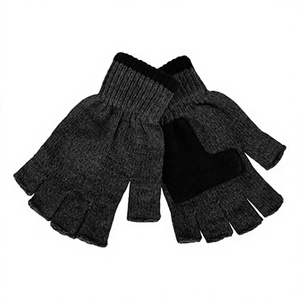 Gants tricotés pour hommes à doigts complets avec fermeture à tirette, mélange laine acrylique, tricotés pour la chaleur, pour l'hiver, couleur et design personnalisables, prix de gros - Product Image 1
