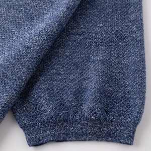 <span class=keywords><strong>Polo</strong></span> en <span class=keywords><strong>laine</strong></span> mérinos tricoté sur mesure Chemise pour hommes Pull en tricot à manches courtes en lin de couleur unie - Product Image 5
