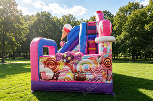 Château gonflable commercial extérieur Lilytoys pour enfants, château gonflable combiné Candy Combo avec toboggan - Product Image 3