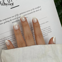 Easywell Nouveau Design 32 pièces Xs Ongles Courts Amande Blanches French Manucure à Presser Qualité Salon avec Boîtes Personnalisées pour Ongles