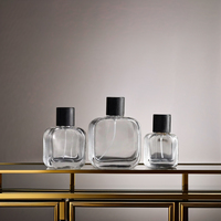 Botol parfum kaca wanita, botol parfum mewah 50ml 30ml 100ml datar persegi dengan topi semprot mudah terbuka kemasan mobil Mini bagus