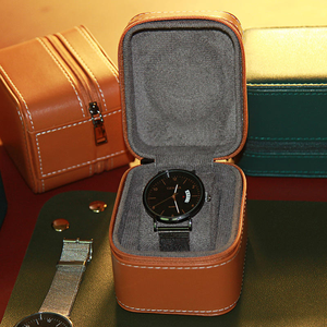 Portable Single <b>Watch</b> Travel <b>Case</b>, Premium PU Leather Zipper <b>Watch</b> Storage Box, Mini Wristwatch Protector Holder - Product Image 1