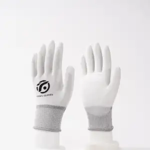 13 gauge polyester rajutan hitam pu dilapisi sarung tangan kerja anti slip fleksibel keamanan industri sarung tangan kerja
