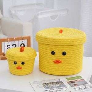Cesta de Almacenamiento de Cosméticos de Tela con Diseño de Patito Amarillo, Bonita y Divertida, a Prueba de Polvo, Multifuncional, para Artículos del Hogar - Product Image 1