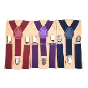 Sacchetto di scuola del Ragazzo Tessuto Bow Tie Accessori 3 clip di modo Y-strap 25 millimetri Rosso viola per bambini per bambini Bretelle Cinture Per La Cerimonia Nuziale Del Partito