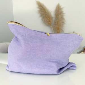 Bolsa de Cosméticos de Lino Vegano Grande con Cierre YKK y Logotipo Personalizado, Organizador de Artículos de Tocador - Product Image 5