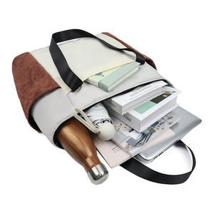 Bolso Tote Acolchado Estilo Japonés, Color Negro, Gris y Caqui, Gran Capacidad, Aislado, Cierre de Cremallera, para Uso Diario, Viajes y Compras - Product Image 2