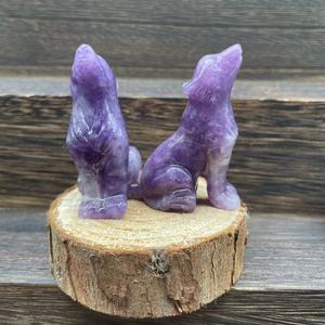 Figurines de loup en pierres naturelles de 2 pouces, sculptures artisanales en cristal de guérison, cadeaux en cristal d'améthyste, animaux mignons - Product Image 4