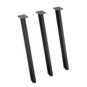 Pieds de table à manger amovibles en acier forgé et fonte noir mat, style moderne, pour chambre, appartement, maison, bureau, hôpital, salon - Product Image 1