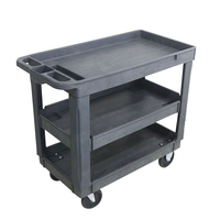 Carrito de Servicio Rodante de Alta Resistencia para Almacén o Garaje, con 3 Niveles, Bandeja Superior de Plástico, Capacidad para 500 Libras, con Ruedas de 5 Pulgadas