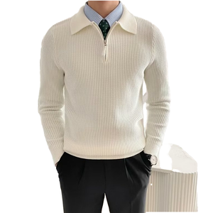 Pull à manches longues en coton de style coréen pour homme, automne/hiver, fermeture éclair quart de tour, fourniture OEM, jersey ample, t-shirt 220g - Product Image 1