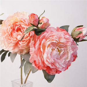 ZY647 Vintage <span class=keywords><strong>Peinture</strong></span> À L'huile Style Artificielle Grande Tête <span class=keywords><strong>Pivoine</strong></span> Fleur Poignée <span class=keywords><strong>Bouquet</strong></span> Fleur Pour Le Mariage - Product Image 2