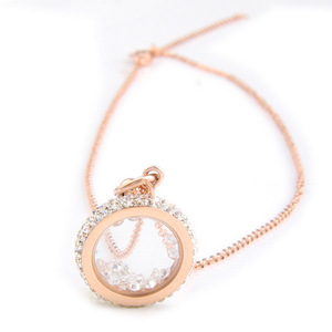 Collar con Colgante de Moda, 20MM, Oro Rosa, Diamantes de Imitación, Cadena Redonda Hueca para Clavícula, Regalo para Mujer, Uso Diario - Product Image 3