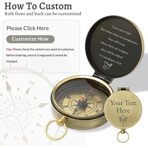 Boussole portable ALFA NAUTICAL en laiton de 2 pouces avec anneau de suspension, guide de bousonnement pour la randonnée en extérieur, cadeau pour hommes, garçons d'honneur, fils, remise de diplôme - Product Image 2