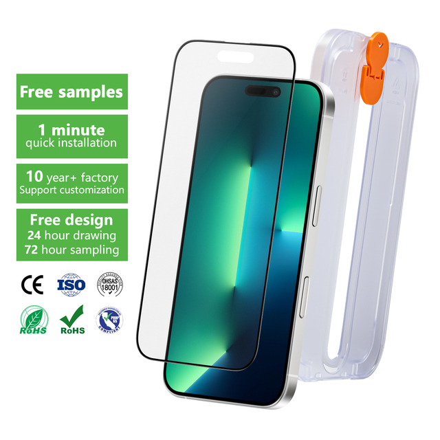 Aurey Anti-Fingerprint Glossy Film Anti-Glare Glass Matte Screen Protector for Iphone 16 Pro with Installation Tray