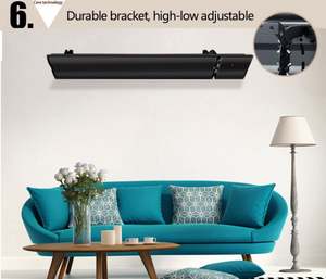 Calentador de techo infrarrojo montado en la pared para interiores, <span class=keywords><strong>calefactor</strong></span> eléctrico de 220-240v/50hz, 1200W, color negro, resistente al agua, para <span class=keywords><strong>Baño</strong></span> - Product Image 6