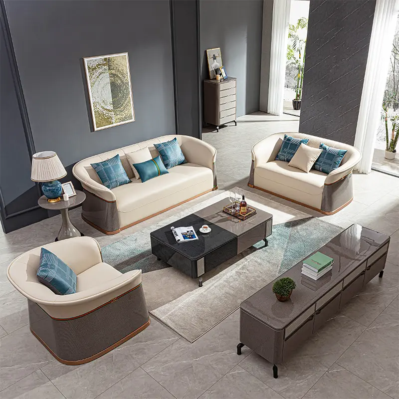 new design elegant home salon furniture sets sofa set lounge napa leather tufted modern luxury sofa set furniture living room