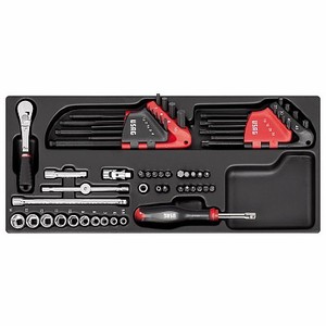 Jeu de clés à douille Husky 1/4 en acier au chrome vanadium, kit d'outils manuels 37x23x7,5 cm, modèle 519 615AEB - Product Image 1