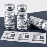 Étiquettes personnalisées étanches pour petits flacons de peptides avec code QR, autocollants pour emballage d'échantillons, impression OEM par lots avec code-barres