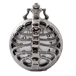 <span class=keywords><strong>Montre</strong></span> <span class=keywords><strong>de</strong></span> poche noire steampunk en os <span class=keywords><strong>de</strong></span> crâne avec design ajouré vintage, mouvement à quartz, chaîne – Bijou collier antique, cadeau - Product Image 1