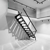 Escalier escamotable moderne en acier galvanisé, gain de place, cadre antirouille pour escaliers flottants extérieurs de jardin de condominium