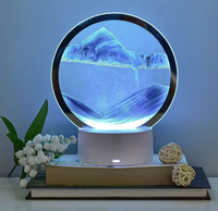 Nouvelle Lampe de Nuit Créative 3D à Effet Sable Mouvant, Design Moderne, Lampe de Table LED en Verre 7 Couleurs, Cadeau Commémoratif pour les Fêtes