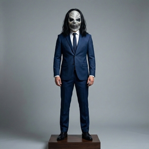 Maschera in Lattice Realistica, Trendy, Divertente e Stravagante con Capelli Neri per Halloween, Cosplay e Oggetti di Scena per Case Infestate 18+ Anni - Product Image 5